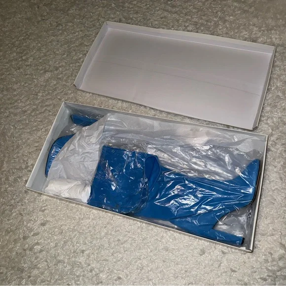 SCHUTZ Electric Blue Suede Over-the-Knee High Heel Boots - Picture 7 of 9